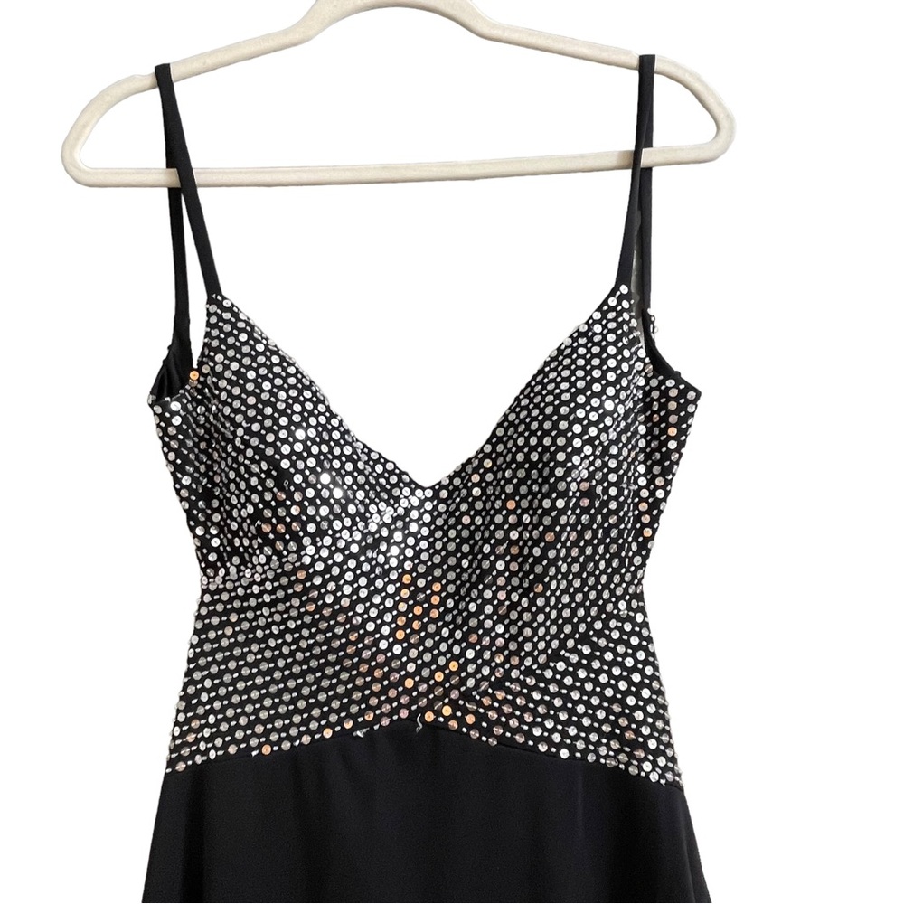 Cache Black Silver Sequin Formal Dress Size 10 - image 2
